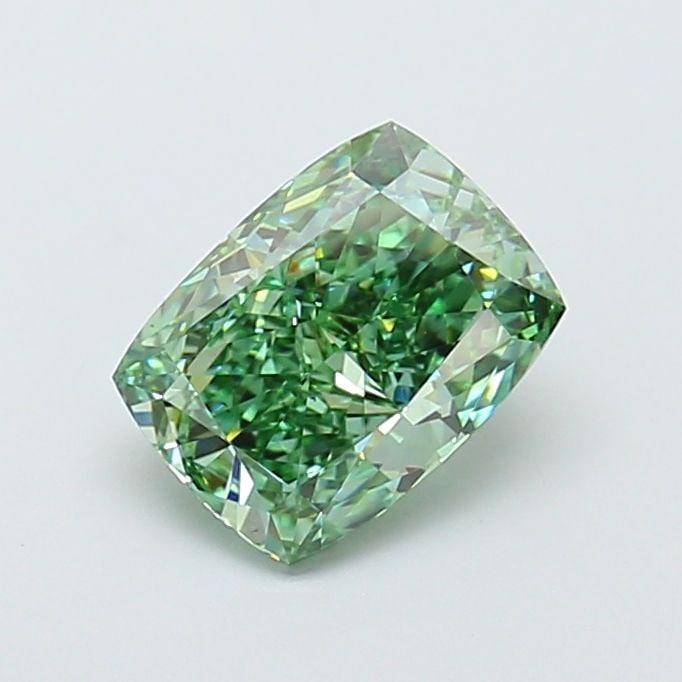 Loose Diamond - CUSHION MODIFIED 2.02ct Fancy Vivid Green VS2: Loose Diamond - CUSHION MODIFIED 2.02ct Fancy Vivid Green VS2 Source: This is a real non-mined Diamond that has been grown in a lab Shape: CUSHION MODIFIED Carats: 2.02 Color: Fancy Vivid Green Certif