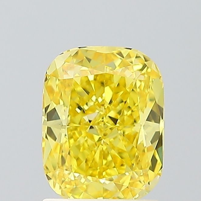 Loose Diamond - CUSHION BRILLIANT 1.57ct Fancy Vivid Yellow VVS2: Loose Diamond - CUSHION BRILLIANT 1.57ct Fancy Vivid Yellow VVS2 Source: This is a real non-mined Diamond that has been grown in a lab Shape: CUSHION BRILLIANT Carats: 1.57 Color: Fancy Vivid Yellow
