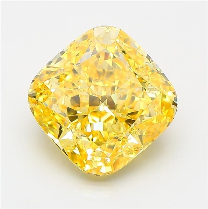 Loose Diamond - CUSHION MODIFIED 5.04ct Fancy Vivid Yellow SI1: Loose Diamond - CUSHION MODIFIED 5.04ct Fancy Vivid Yellow SI1 Source: This is a real non-mined Diamond that has been grown in a lab Shape: CUSHION MODIFIED Carats: 5.04 Color: Fancy Vivid Yellow Cert