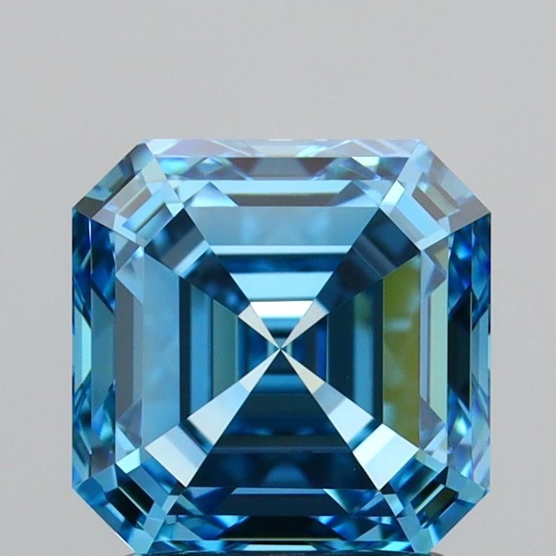 Loose Diamond - ASSCHER 2.03ct Fancy Vivid Blue VVS2: Loose Diamond - ASSCHER 2.03ct Fancy Vivid Blue VVS2 Source: This is a real non-mined Diamond that has been grown in a lab Shape: ASSCHER Carats: 2.03 Color: Fancy Vivid Blue Certification: IGI Video: