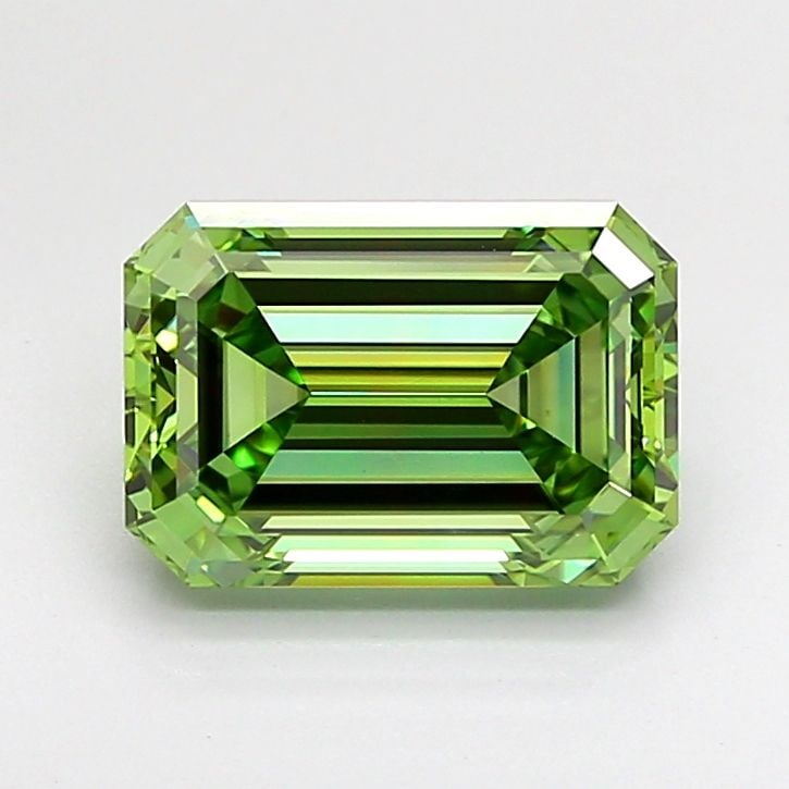 Loose Diamond - EMERALD 2.54ct Fancy Vivid Green VVS2: Loose Diamond - EMERALD 2.54ct Fancy Vivid Green VVS2 Source: This is a real non-mined Diamond that has been grown in a lab Shape: EMERALD Carats: 2.54 Color: Fancy Vivid Green Certification: IGI Vide