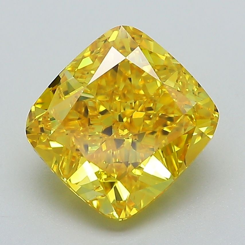 Loose Diamond - CUSHION BRILLIANT 3.16ct Fancy Vivid Yellow VS2: Loose Diamond - CUSHION BRILLIANT 3.16ct Fancy Vivid Yellow VS2 Source: This is a real non-mined Diamond that has been grown in a lab Shape: CUSHION BRILLIANT Carats: 3.16 Color: Fancy Vivid Yellow Ce