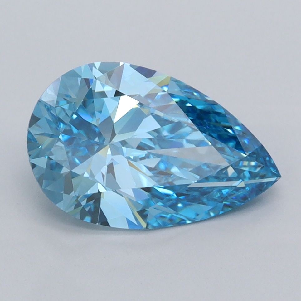 Loose Diamond - PEAR 2.06ct Fancy Vivid Blue VVS2: Loose Diamond - PEAR 2.06ct Fancy Vivid Blue VVS2 Source: This is a real non-mined Diamond that has been grown in a lab Shape: PEAR Carats: 2.06 Color: Fancy Vivid Blue Certification: IGI Video:
