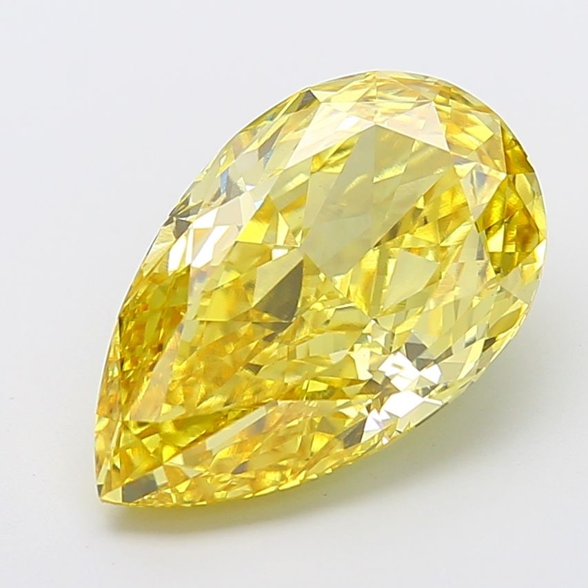Loose Diamond - PEAR 8.21ct Fancy Vivid Yellow VVS2: Loose Diamond - PEAR 8.21ct Fancy Vivid Yellow VVS2 Source: This is a real non-mined Diamond that has been grown in a lab Shape: PEAR Carats: 8.21 Color: Fancy Vivid Yellow Certification: IGI Video: