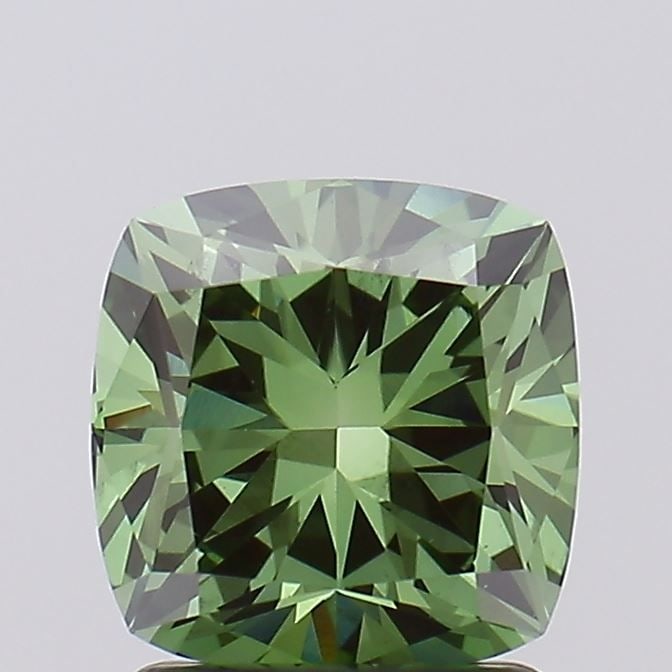 Loose Diamond - CUSHION MODIFIED 1.76ct Fancy Vivid Green VS2: Loose Diamond - CUSHION MODIFIED 1.76ct Fancy Vivid Green VS2 Source: This is a real non-mined Diamond that has been grown in a lab Shape: CUSHION MODIFIED Carats: 1.76 Color: Fancy Vivid Green Certif