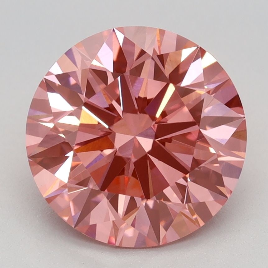 Ideal Loose Diamond - ROUND 2.59ct Fancy Vivid Pink VS1: Ideal Loose Diamond - ROUND 2.59ct Fancy Vivid Pink VS1 Source: This is a real non-mined Diamond that has been grown in a lab Shape: ROUND Carats: 2.59 Color: Fancy Vivid Pink Certification: IGI Video
