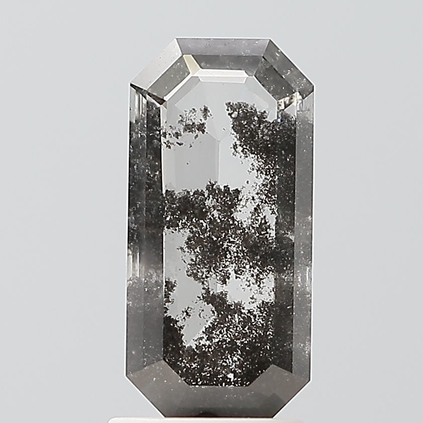 Loose Diamond - EMERALD 1.42ct Salt and Pepper I2: Loose Diamond - EMERALD 1.42ct Salt and Pepper I2 Source: This is a real non-mined Diamond that has been grown in a lab Shape: EMERALD Carats: 1.42 Color: Salt and Pepper Certification: NONE Video: