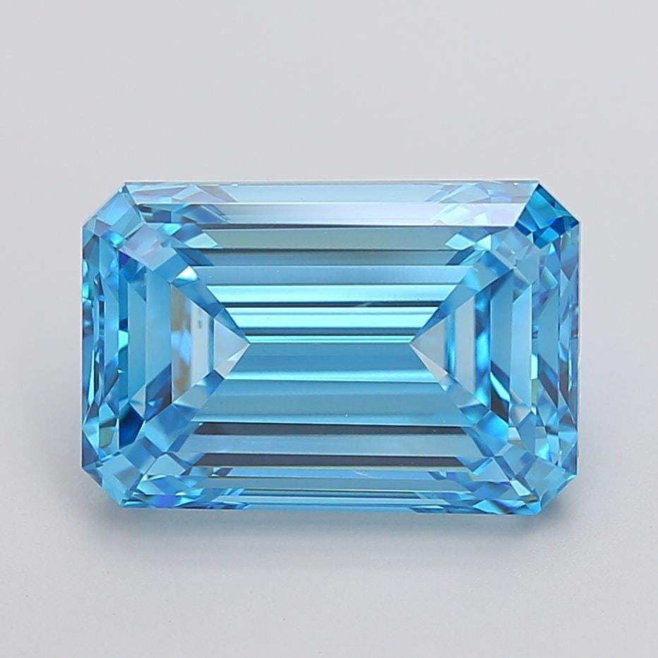 Loose Diamond - EMERALD 10.02ct Fancy Vivid Blue VS1: Loose Diamond - EMERALD 10.02ct Fancy Vivid Blue VS1 Source: This is a real non-mined Diamond that has been grown in a lab Shape: EMERALD Carats: 10.02 Color: Fancy Vivid Blue Certification: IGI Video