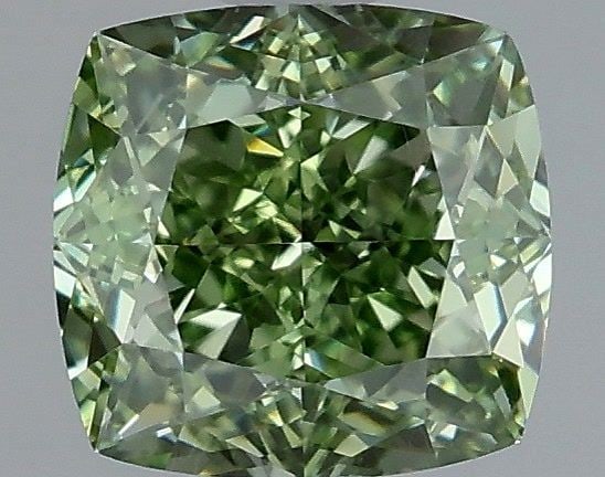 Loose Diamond - CUSHION MODIFIED 1.02ct Fancy Vivid Green VVS2: Loose Diamond - CUSHION MODIFIED 1.02ct Fancy Vivid Green VVS2 Source: This is a real non-mined Diamond that has been grown in a lab Shape: CUSHION MODIFIED Carats: 1.02 Color: Fancy Vivid Green Certi