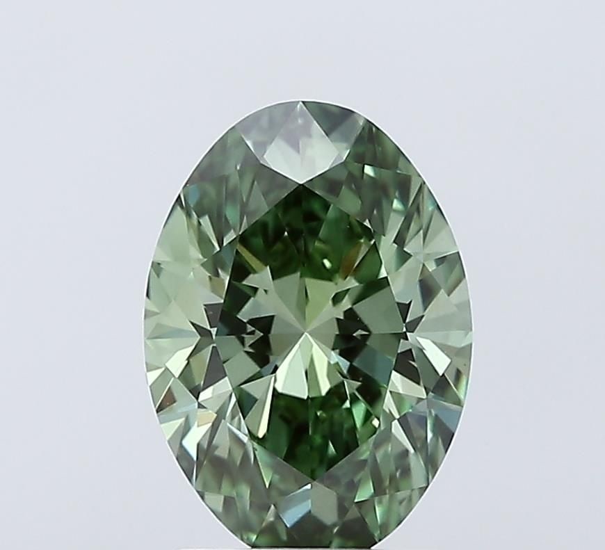 Loose Diamond - OVAL 2.01ct Fancy Vivid Green VS2: Loose Diamond - OVAL 2.01ct Fancy Vivid Green VS2 Source: This is a real non-mined Diamond that has been grown in a lab Shape: OVAL Carats: 2.01 Color: Fancy Vivid Green Certification: IGI Video: