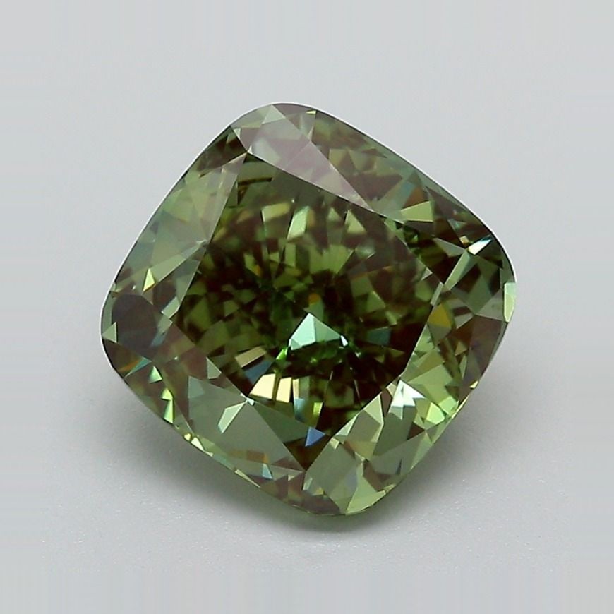 Loose Diamond - CUSHION MODIFIED 3.05ct Fancy Vivid Green VS1: Loose Diamond - CUSHION MODIFIED 3.05ct Fancy Vivid Green VS1 Source: This is a real non-mined Diamond that has been grown in a lab Shape: CUSHION MODIFIED Carats: 3.05 Color: Fancy Vivid Green Certif