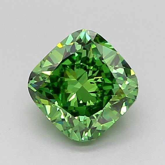 Loose Diamond - CUSHION MODIFIED 0.98ct Fancy Vivid Green VS1: Loose Diamond - CUSHION MODIFIED 0.98ct Fancy Vivid Green VS1 Source: This is a real non-mined Diamond that has been grown in a lab Shape: CUSHION MODIFIED Carats: 0.98 Color: Fancy Vivid Green Certif