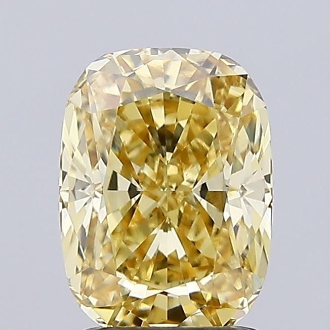 Loose Diamond - CUSHION MODIFIED 2.06ct Fancy Intense Yellow VVS2: Loose Diamond - CUSHION MODIFIED 2.06ct Fancy Intense Yellow VVS2 Source: This is a real non-mined Diamond that has been grown in a lab Shape: CUSHION MODIFIED Carats: 2.06 Color: Fancy Intense Yellow