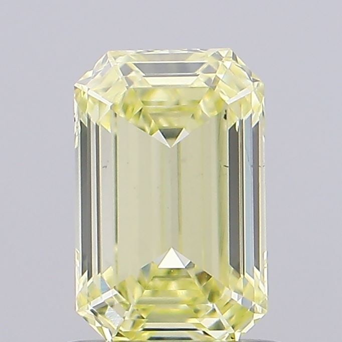 Loose Diamond - EMERALD 0.89ct Fancy Vivid Yellow VVS2: Loose Diamond - EMERALD 0.89ct Fancy Vivid Yellow VVS2 Source: This is a real non-mined Diamond that has been grown in a lab Shape: EMERALD Carats: 0.89 Color: Fancy Vivid Yellow Certification: NONE V
