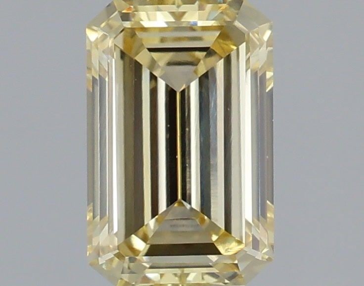 Loose Diamond - EMERALD 1.32ct Fancy Light Yellow VVS2: Loose Diamond - EMERALD 1.32ct Fancy Light Yellow VVS2 Source: This is a real non-mined Diamond that has been grown in a lab Shape: EMERALD Carats: 1.32 Color: Fancy Light Yellow Certification: IGI Vi