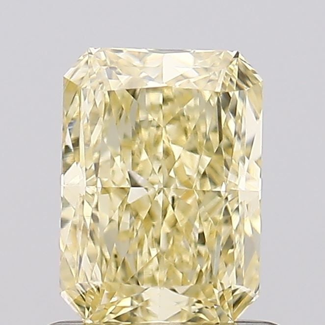 Loose Diamond - RADIANT 1.02ct Fancy Light Yellow VVS2: Loose Diamond - RADIANT 1.02ct Fancy Light Yellow VVS2 Source: This is a real non-mined Diamond that has been grown in a lab Shape: RADIANT Carats: 1.02 Color: Fancy Light Yellow Certification: IGI Vi