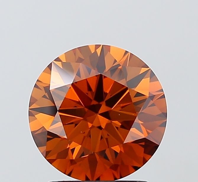 Ideal Loose Diamond - ROUND 2.03ct Fancy Deep Orange VS1: Ideal Loose Diamond - ROUND 2.03ct Fancy Deep Orange VS1 Source: This is a real non-mined Diamond that has been grown in a lab Shape: ROUND Carats: 2.03 Color: Fancy Deep Orange Certification: IGI Vid