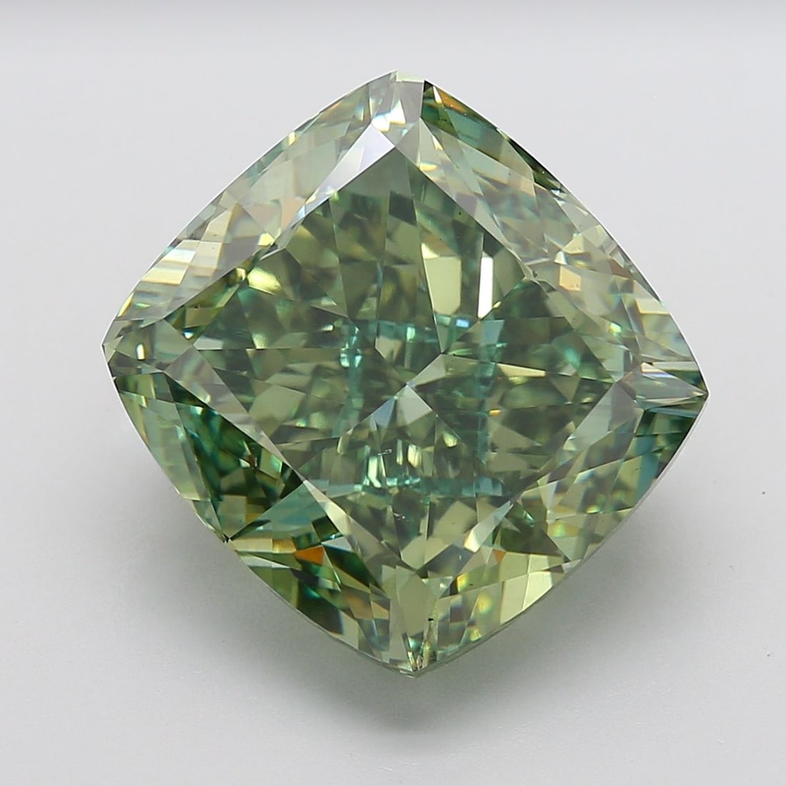 Loose Diamond - CUSHION MODIFIED 22.72ct Fancy Vivid Green VS1: Loose Diamond - CUSHION MODIFIED 22.72ct Fancy Vivid Green VS1 Source: This is a real non-mined Diamond that has been grown in a lab Shape: CUSHION MODIFIED Carats: 22.72 Color: Fancy Vivid Green Cert