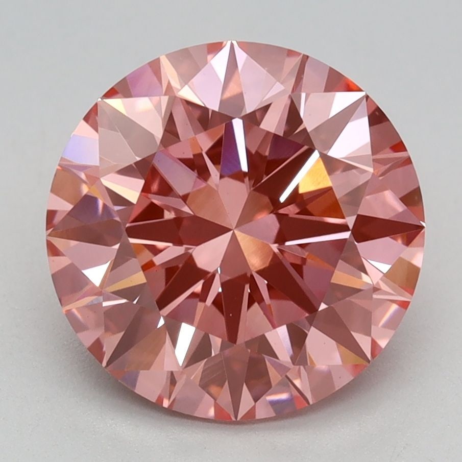 Ideal Loose Diamond - ROUND 2.51ct Fancy Vivid Pink VVS2: Ideal Loose Diamond - ROUND 2.51ct Fancy Vivid Pink VVS2 Source: This is a real non-mined Diamond that has been grown in a lab Shape: ROUND Carats: 2.51 Color: Fancy Vivid Pink Certification: IGI Vide