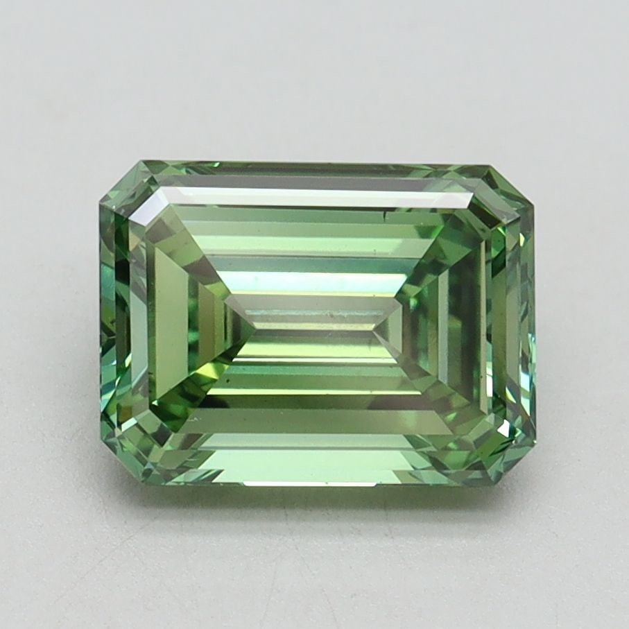 Loose Diamond - EMERALD 2.01ct Fancy Vivid Green VS2: Loose Diamond - EMERALD 2.01ct Fancy Vivid Green VS2 Source: This is a real non-mined Diamond that has been grown in a lab Shape: EMERALD Carats: 2.01 Color: Fancy Vivid Green Certification: IGI Video