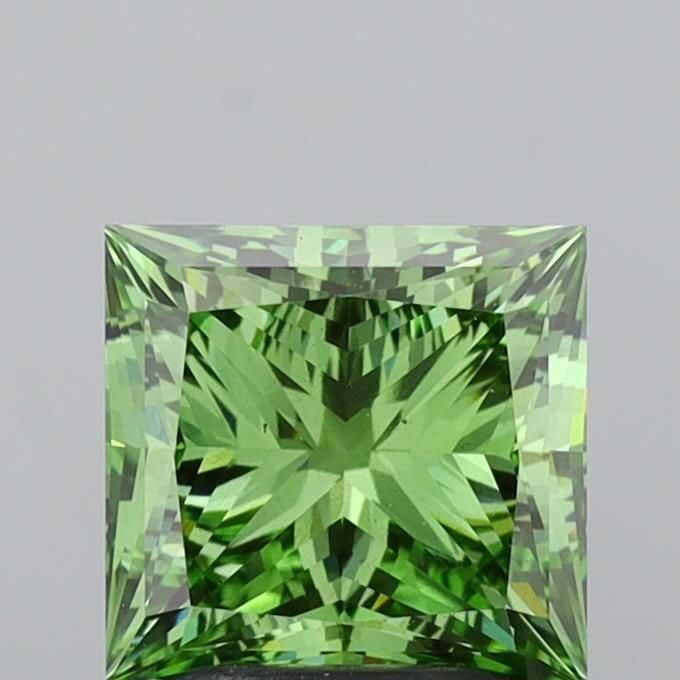 Loose Diamond - PRINCESS 2.69ct Fancy Vivid Green VS1: Loose Diamond - PRINCESS 2.69ct Fancy Vivid Green VS1 Source: This is a real non-mined Diamond that has been grown in a lab Shape: PRINCESS Carats: 2.69 Color: Fancy Vivid Green Certification: IGI Vid