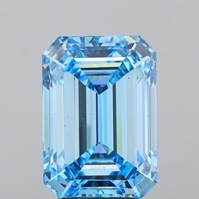 Loose Diamond - EMERALD 5.04ct Fancy Vivid Blue VS2: Loose Diamond - EMERALD 5.04ct Fancy Vivid Blue VS2 Source: This is a real non-mined Diamond that has been grown in a lab Shape: EMERALD Carats: 5.04 Color: Fancy Vivid Blue Certification: IGI Video: