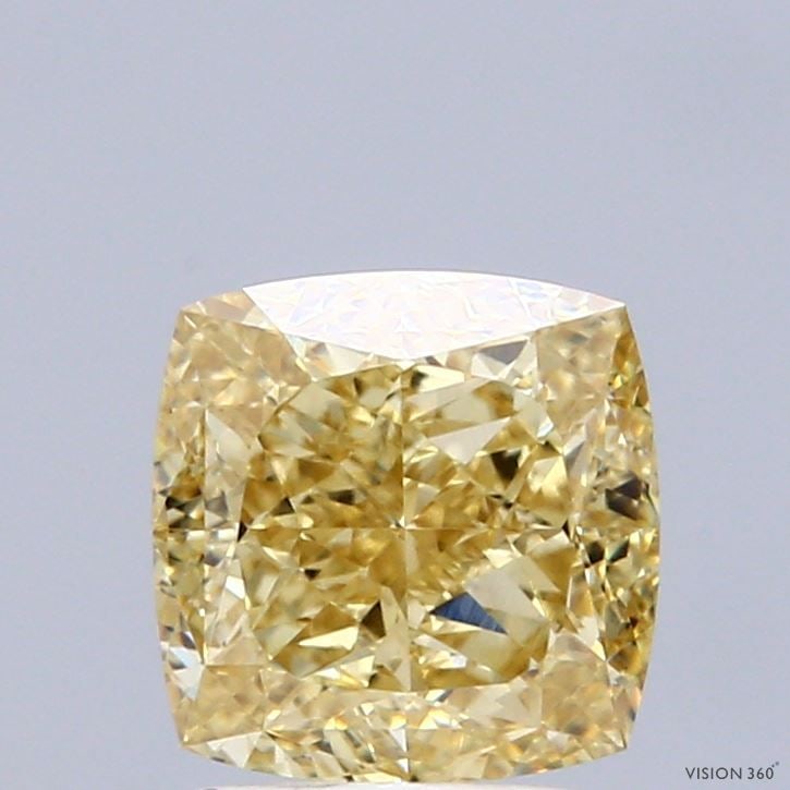 Loose Diamond - CUSHION MODIFIED 2.51ct Fancy Intense Yellow VS1: Loose Diamond - CUSHION MODIFIED 2.51ct Fancy Intense Yellow VS1 Source: This is a real non-mined Diamond that has been grown in a lab Shape: CUSHION MODIFIED Carats: 2.51 Color: Fancy Intense Yellow 