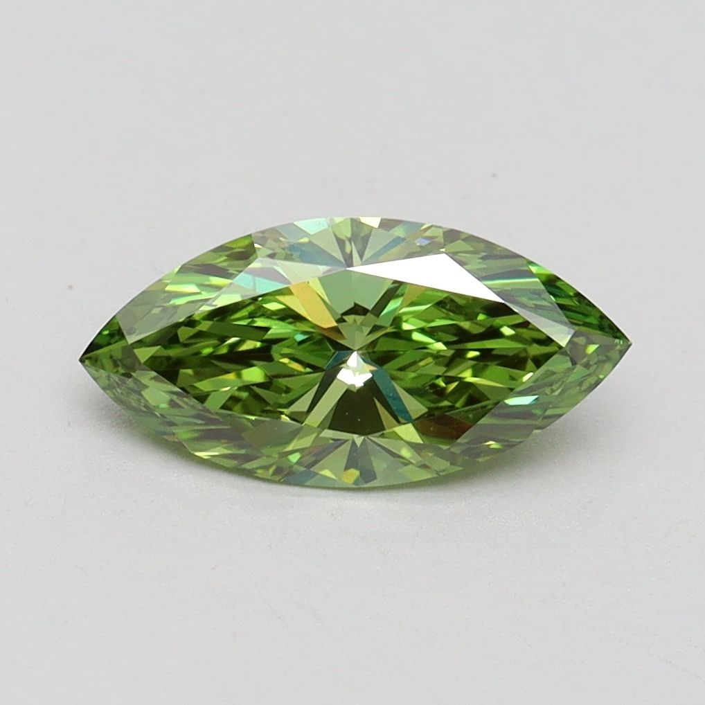 Loose Diamond - MARQUISE 1.03ct Fancy Vivid Green VVS2: Loose Diamond - MARQUISE 1.03ct Fancy Vivid Green VVS2 Source: This is a real non-mined Diamond that has been grown in a lab Shape: MARQUISE Carats: 1.03 Color: Fancy Vivid Green Certification: IGI Vi