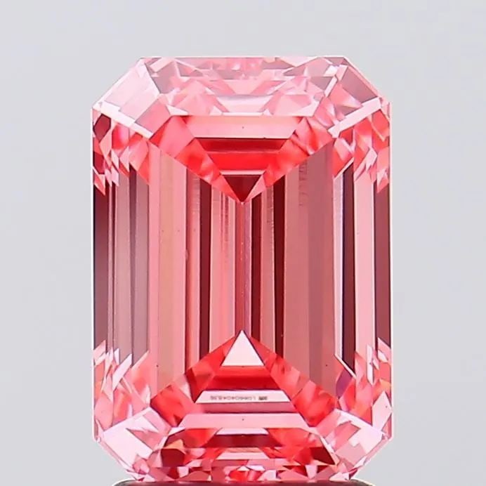 Loose Diamond - EMERALD 2.51ct Fancy Vivid Pink VS1: Loose Diamond - EMERALD 2.51ct Fancy Vivid Pink VS1 Source: This is a real non-mined Diamond that has been grown in a lab Shape: EMERALD Carats: 2.51 Color: Fancy Vivid Pink Certification: IGI Video: