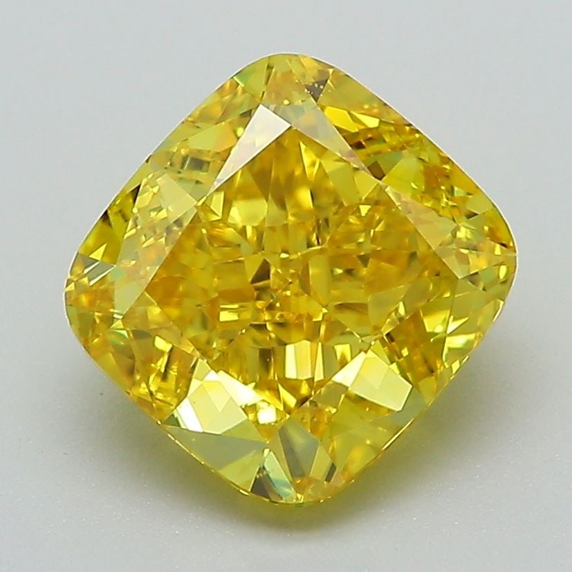 Loose Diamond - CUSHION MODIFIED 3.0ct Fancy Vivid Yellow VS1: Loose Diamond - CUSHION MODIFIED 3.0ct Fancy Vivid Yellow VS1 Source: This is a real non-mined Diamond that has been grown in a lab Shape: CUSHION MODIFIED Carats: 3.0 Color: Fancy Vivid Yellow Certif