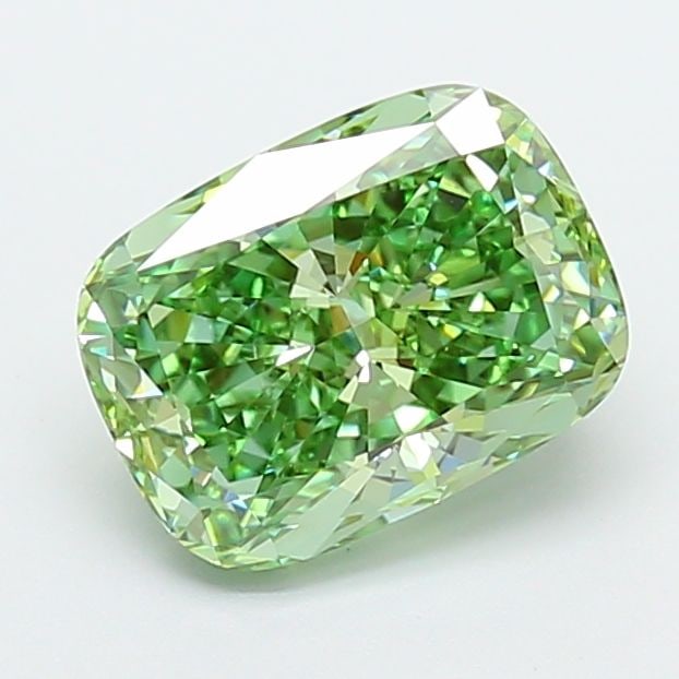 Loose Diamond - CUSHION MODIFIED 2.54ct Fancy Vivid Green VS1: Loose Diamond - CUSHION MODIFIED 2.54ct Fancy Vivid Green VS1 Source: This is a real non-mined Diamond that has been grown in a lab Shape: CUSHION MODIFIED Carats: 2.54 Color: Fancy Vivid Green Certif