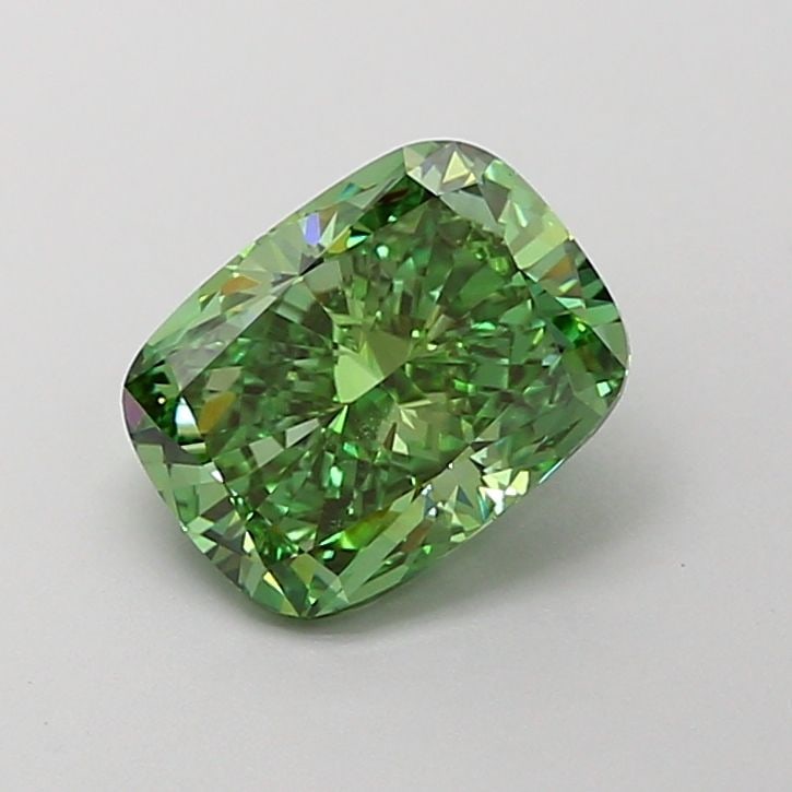 Loose Diamond - CUSHION MODIFIED 2.01ct Fancy Vivid Green VS1: Loose Diamond - CUSHION MODIFIED 2.01ct Fancy Vivid Green VS1 Source: This is a real non-mined Diamond that has been grown in a lab Shape: CUSHION MODIFIED Carats: 2.01 Color: Fancy Vivid Green Certif