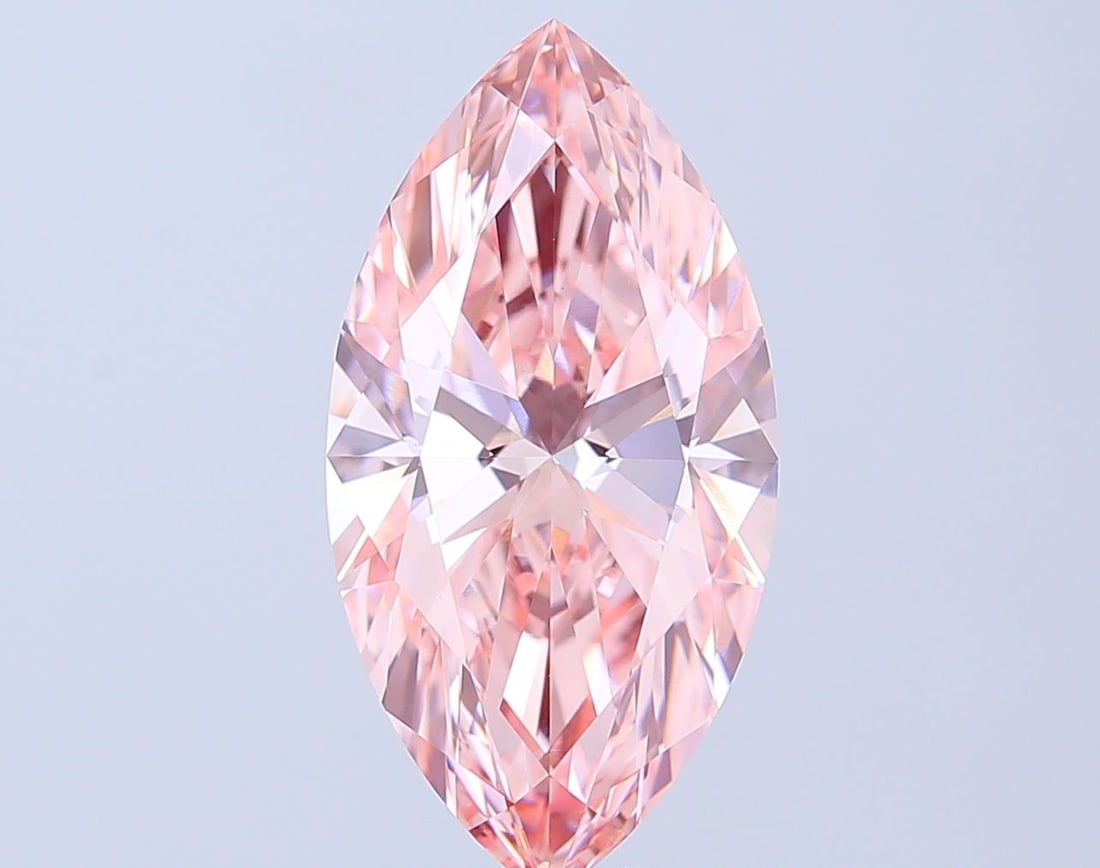 Loose Diamond - MARQUISE 5.72ct Fancy Vivid Pink VS1: Loose Diamond - MARQUISE 5.72ct Fancy Vivid Pink VS1 Source: This is a real non-mined Diamond that has been grown in a lab Shape: MARQUISE Carats: 5.72 Color: Fancy Vivid Pink Certification: IGI Video