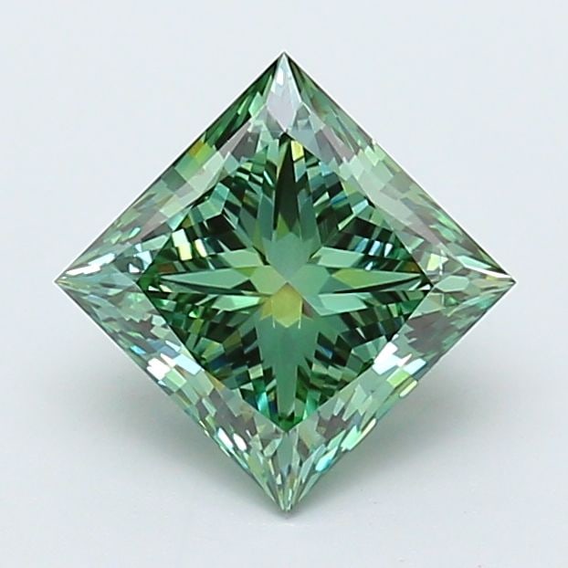 Loose Diamond - PRINCESS 3.53ct Fancy Vivid Green VVS2: Loose Diamond - PRINCESS 3.53ct Fancy Vivid Green VVS2 Source: This is a real non-mined Diamond that has been grown in a lab Shape: PRINCESS Carats: 3.53 Color: Fancy Vivid Green Certification: IGI