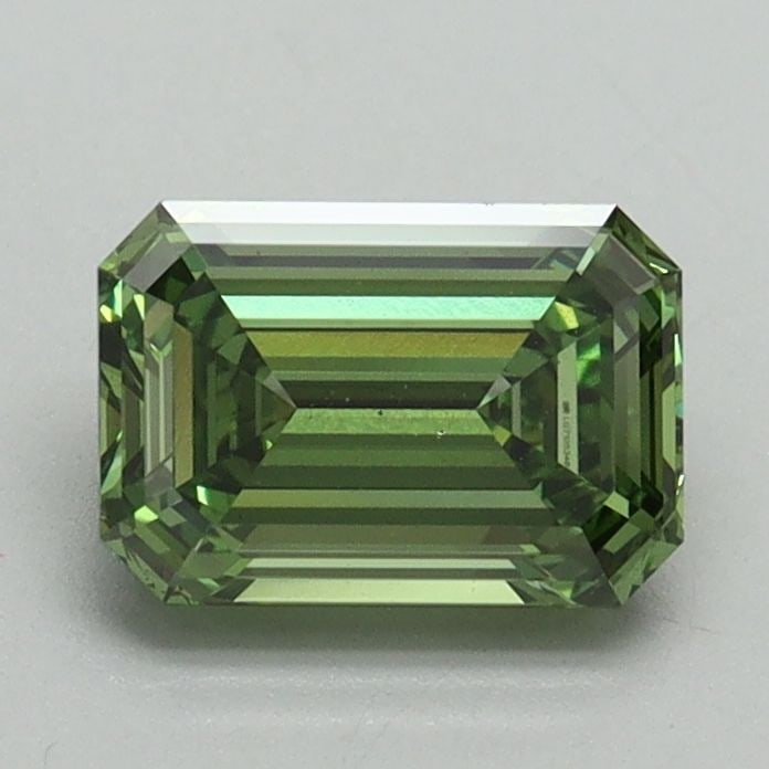 Loose Diamond - EMERALD 1.07ct Fancy Vivid Green VS2: Loose Diamond - EMERALD 1.07ct Fancy Vivid Green VS2 Source: This is a real non-mined Diamond that has been grown in a lab Shape: EMERALD Carats: 1.07 Color: Fancy Vivid Green Certification: IGI Video