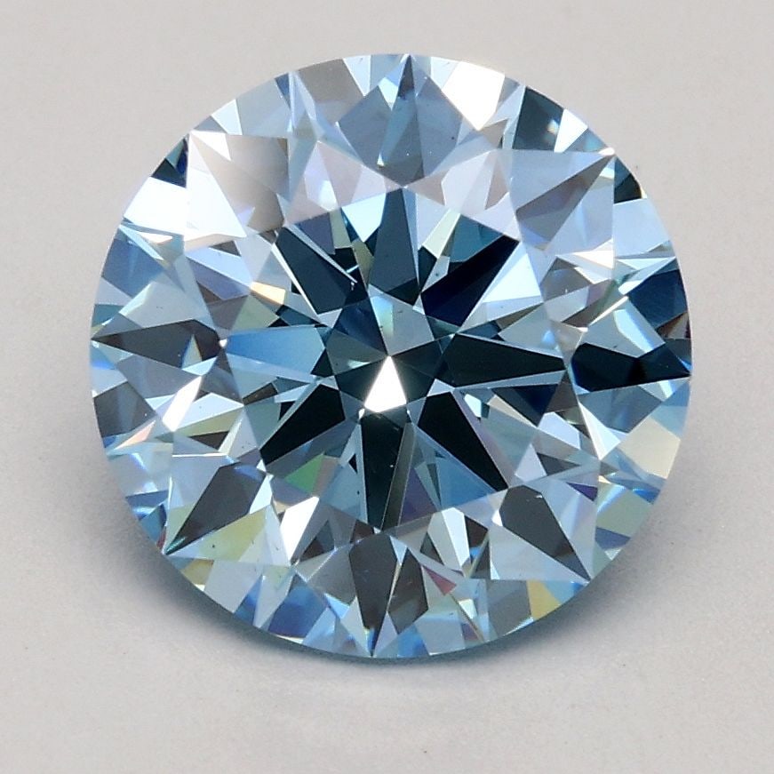 Ideal Loose Diamond - ROUND 2.06ct Fancy Blue VS2: Ideal Loose Diamond - ROUND 2.06ct Fancy Blue VS2 Source: This is a real non-mined Diamond that has been grown in a lab Shape: ROUND Carats: 2.06 Color: Fancy Blue Certification: IGI Video: