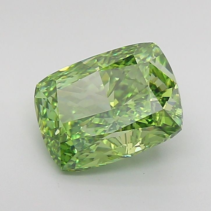Loose Diamond - CUSHION MODIFIED 2.54ct Fancy Vivid Green VVS2: Loose Diamond - CUSHION MODIFIED 2.54ct Fancy Vivid Green VVS2 Source: This is a real non-mined Diamond that has been grown in a lab Shape: CUSHION MODIFIED Carats: 2.54 Color: Fancy Vivid Green Certi