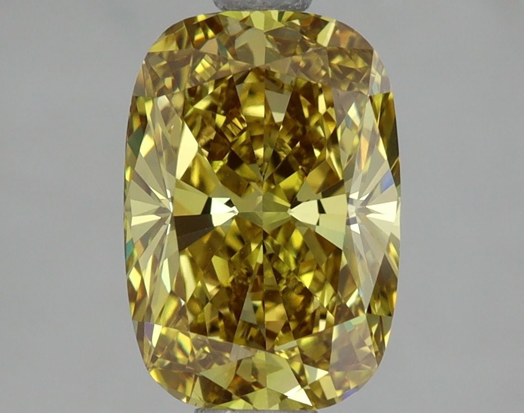 Loose Diamond - CUSHION BRILLIANT 2.0ct Fancy Vivid Brownish Yellow VS1: Loose Diamond - CUSHION BRILLIANT 2.0ct Fancy Vivid Brownish Yellow VS1 Source: This is a real non-mined Diamond that has been grown in a lab Shape: CUSHION BRILLIANT Carats: 2.0 Color: Fancy Vivid Br