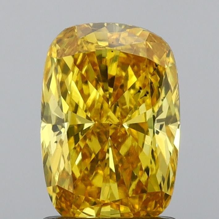 Loose Diamond - CUSHION BRILLIANT 1.37ct Fancy Vivid Yellow VS2: Loose Diamond - CUSHION BRILLIANT 1.37ct Fancy Vivid Yellow VS2 Source: This is a real non-mined Diamond that has been grown in a lab Shape: CUSHION BRILLIANT Carats: 1.37 Color: Fancy Vivid Yellow Ce