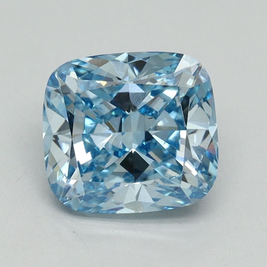 Loose Diamond - CUSHION BRILLIANT 2.09ct Fancy Vivid Blue SI1: Loose Diamond - CUSHION BRILLIANT 2.09ct Fancy Vivid Blue SI1 Source: This is a real non-mined Diamond that has been grown in a lab Shape: CUSHION BRILLIANT Carats: 2.09 Color: Fancy Vivid Blue