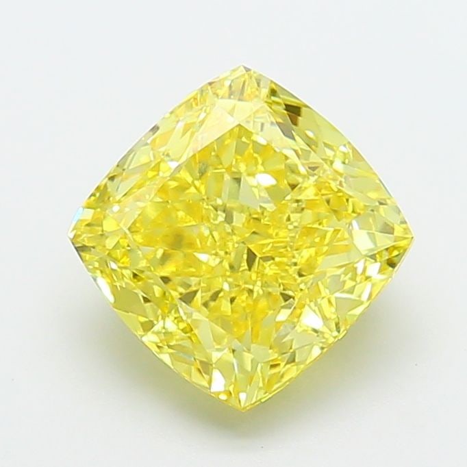 Loose Diamond - CUSHION MODIFIED 4.02ct Fancy Vivid Yellow VVS2: Loose Diamond - CUSHION MODIFIED 4.02ct Fancy Vivid Yellow VVS2 Source: This is a real non-mined Diamond that has been grown in a lab Shape: CUSHION MODIFIED Carats: 4.02 Color: Fancy Vivid Yellow Cer