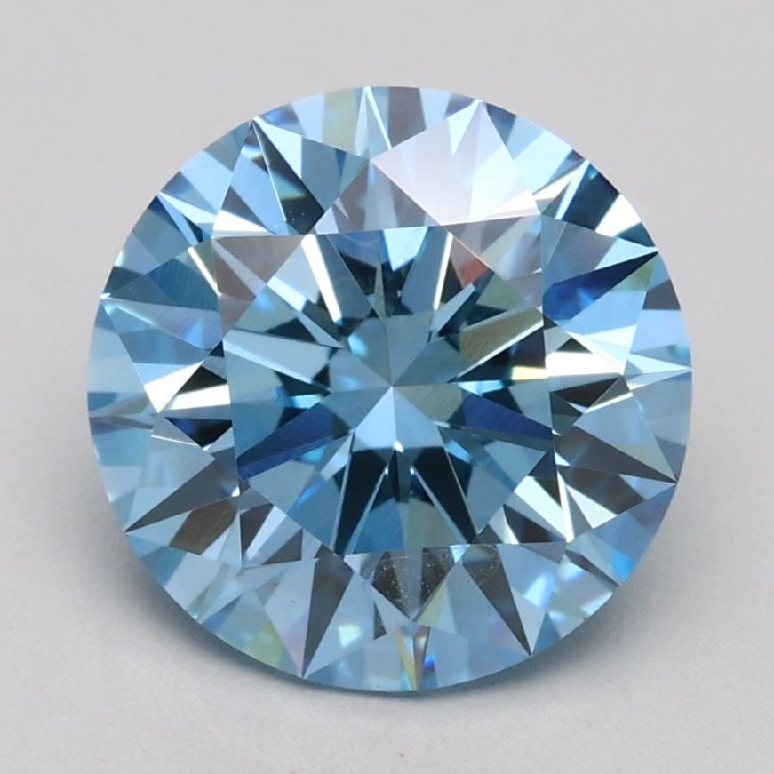 Ideal Loose Diamond - ROUND 2.06ct Fancy Blue VS1: Ideal Loose Diamond - ROUND 2.06ct Fancy Blue VS1 Source: This is a real non-mined Diamond that has been grown in a lab Shape: ROUND Carats: 2.06 Color: Fancy Blue Certification: IGI Video: