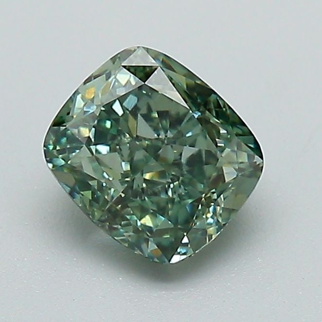 Loose Diamond - CUSHION MODIFIED 1.01ct Fancy Vivid Green VVS2: Loose Diamond - CUSHION MODIFIED 1.01ct Fancy Vivid Green VVS2 Source: This is a real non-mined Diamond that has been grown in a lab Shape: CUSHION MODIFIED Carats: 1.01 Color: Fancy Vivid Green Certi