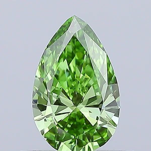 Loose Diamond - PEAR 0.51ct Fancy Vivid Green VVS2: Loose Diamond - PEAR 0.51ct Fancy Vivid Green VVS2 Source: This is a real non-mined Diamond that has been grown in a lab Shape: PEAR Carats: 0.51 Color: Fancy Vivid Green Certification: IGI Video: