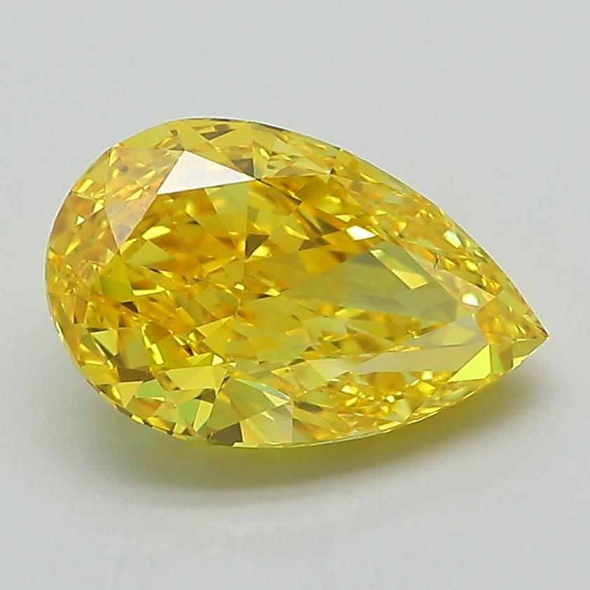 Loose Diamond - PEAR 2.14ct Fancy Vivid Yellow VS1: Loose Diamond - PEAR 2.14ct Fancy Vivid Yellow VS1 Source: This is a real non-mined Diamond that has been grown in a lab Shape: PEAR Carats: 2.14 Color: Fancy Vivid Yellow Certification: IGI Video: