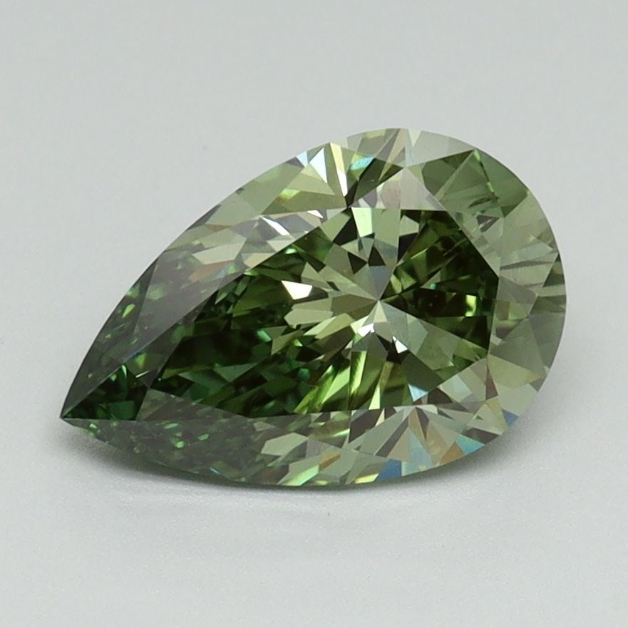 Loose Diamond - PEAR 1.5ct Fancy Vivid Green VS2: Loose Diamond - PEAR 1.5ct Fancy Vivid Green VS2 Source: This is a real non-mined Diamond that has been grown in a lab Shape: PEAR Carats: 1.5 Color: Fancy Vivid Green Certification: IGI Video: