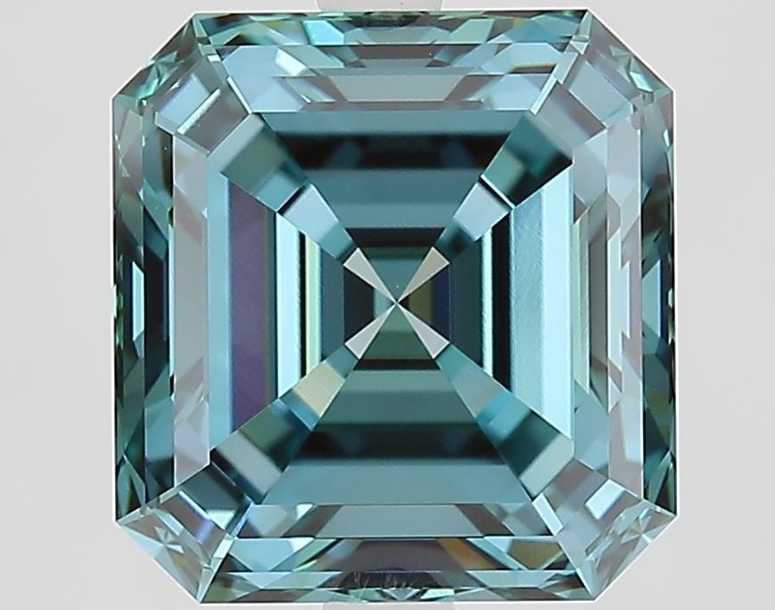 Loose Diamond - EMERALD 5.09ct Fancy Vivid Blueish Green VVS1: Loose Diamond - EMERALD 5.09ct Fancy Vivid Blueish Green VVS1 Source: This is a real non-mined Diamond that has been grown in a lab Shape: EMERALD Carats: 5.09 Color: Fancy Vivid Blueish Green Certifi