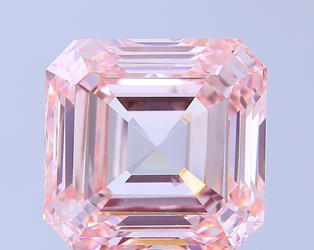 Loose Diamond - ASSCHER 19.95ct Fancy Intense Pink VS2: Loose Diamond - ASSCHER 19.95ct Fancy Intense Pink VS2 Source: This is a real non-mined Diamond that has been grown in a lab Shape: ASSCHER Carats: 19.95 Color: Fancy Intense Pink Certification: IGI V