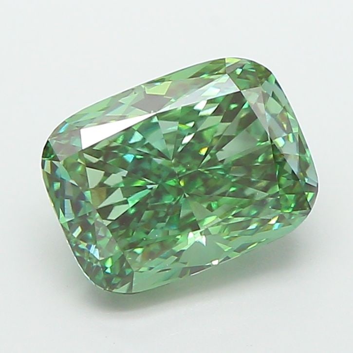Loose Diamond - CUSHION MODIFIED 2.52ct Fancy Vivid Green VS1: Loose Diamond - CUSHION MODIFIED 2.52ct Fancy Vivid Green VS1 Source: This is a real non-mined Diamond that has been grown in a lab Shape: CUSHION MODIFIED Carats: 2.52 Color: Fancy Vivid Green Certif