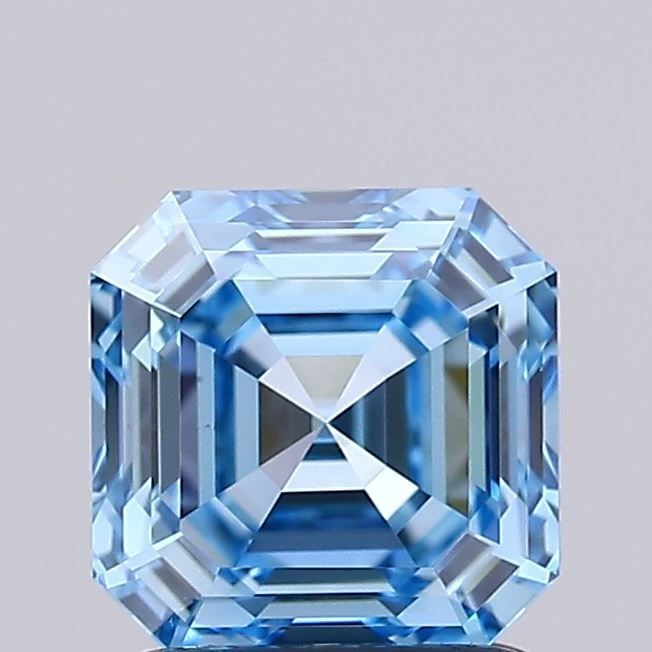 Loose Diamond - ASSCHER 1.51ct Fancy Vivid Blue VVS1: Loose Diamond - ASSCHER 1.51ct Fancy Vivid Blue VVS1 Source: This is a real non-mined Diamond that has been grown in a lab Shape: ASSCHER Carats: 1.51 Color: Fancy Vivid Blue Certification: IGI Video: